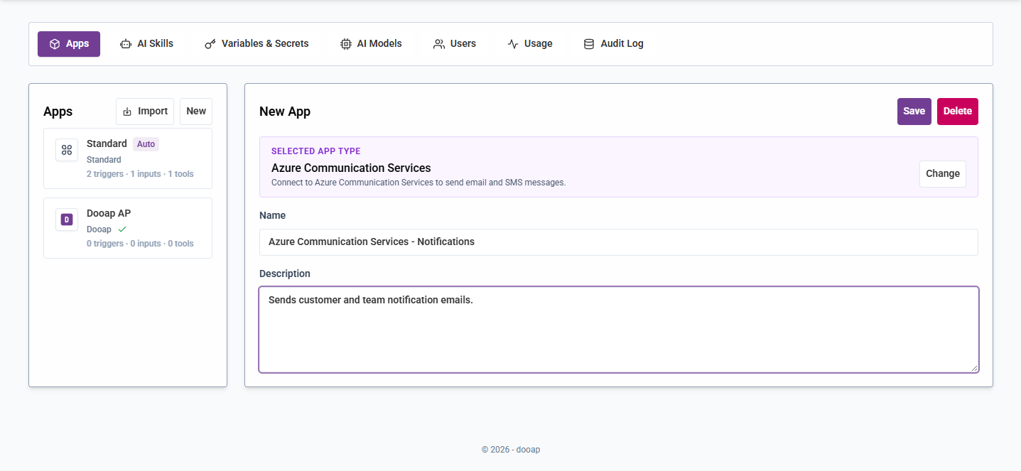 Configure an Azure Communication Services app